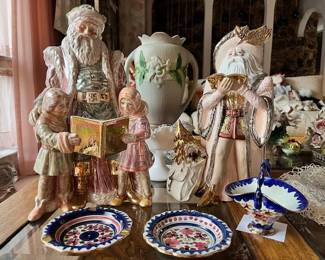 ceramic santas, about 16" tall, Mojolica, Roseville