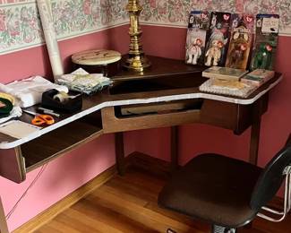 sewing table. Left side 48", right side 37" x 17" deep. TY Beanie Baby Bear - collection of all 4