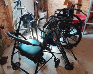 Wheel chair, various walkers and canes