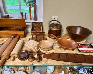 Rolling pins and other antique wooden items