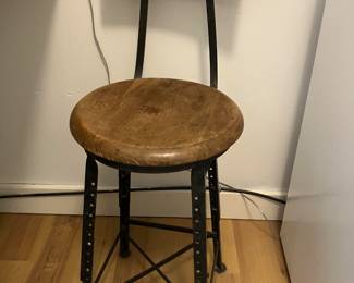 Vintage bar stool, wood & metal