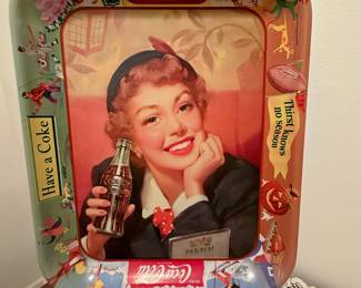Vintage Coca-Cola "Menu Girl" metal serving tray