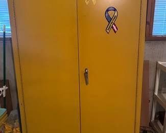 Presale available: 2 of 3 Steel Double Door Commercial Grade Heavy Storage Cabinets with adjustable shelves - Great storage for basement, garage, workshop, business and more. Measures 66"Hx18"Dx43"W.