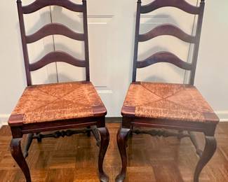Vintage Pennsylvania House Rustic Country Style Ladderback Chairs with Rush Seat
