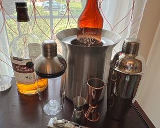 Great Bodum Shaker and Barillo Shaker and Stainless Ice Bucket.
