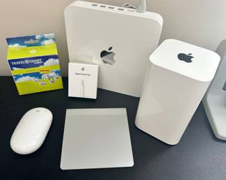 Fabulous Assessment of Apple Accessories Available Including an Apple Magic Track Pad A1339, a Wireless Apple Mouse A1197,  Apple A1470 5th generation AirPort Time Capsule and A1355 a Time Capsule, a wireless router and network-attached storage device. 