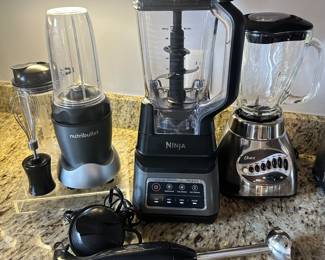 Mixers and Blenders a Plenty Including Oster Blender 12-Speed, Ninja Professional Plus Blender with Auto IQ and Nutribullet Ultra 1000 Model NB50100C Blender.