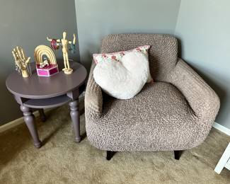 Adorable Purple Side Table and Plush Lavender Arm Chair in 28" x 32"D x 34"W