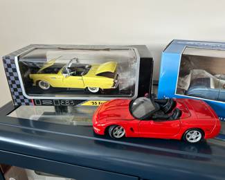 Amazing Die Cast Metal Collection Deluxe Model '55 Ford Thunderbird and Porsche Boxster.