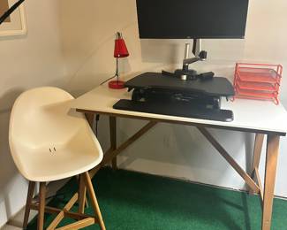 36.5"H x 30.5"D x 55.5" Standing Drafting Table and Bar Height Stool.