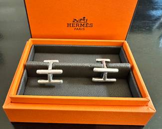 Fabulous Hermes "H2" Sterling Silver Cufflinks. 
