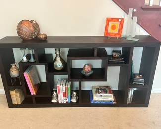 Geometric Console that Makes a Statement, Great Either Vertical or Horizontal, 67"W 12"D x 32"H Shown with Wonderful Pottery, Decor and Books.