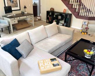 Fabulous Sofa with Built in Ottoman and StorageSet Includes Additional Covers and Ottoman Rises for Added Storage, 8'W x 36"D x 26"H, Chase is 62".