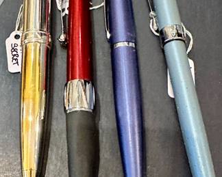 Still More Fantastic Cross Pens Available Including the Elite Starlight Frosted Blue Pen, Cross ATX Blue Ballpoint Pen in Translucent Blue, a Cross Morph Mars Pen and a Vintage Victoria's Secret Chrome Pencil.