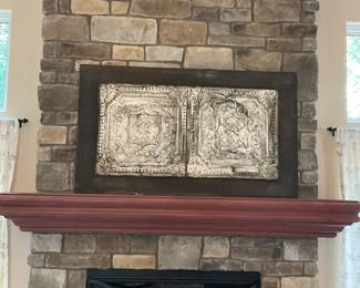 Mixed Media Hammered Metal on Wooden Base by Local Artist, 58" x 38".
