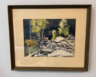 Beautifully Framed and Matted "Sun & Shadow" Water Color By Phil Austin (American b.1910-2004) 23" x 19".