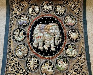 Kalaga Burmese Wall Hanging Tapestry, 33" x 34"