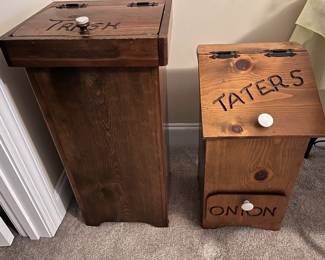 Taters and Onions Wooden Box And A Wooden Trash Box