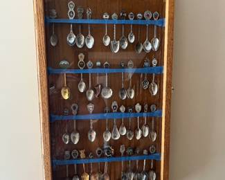 Shadow Box of Spoons From Various Places Around The World Sold As A Unit