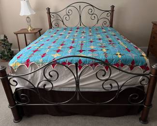 Queen Iron and Wood Bed
