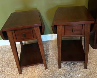 Pair of cherry drop leaf end tables