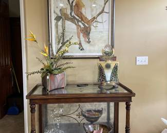 deer watercolor, Eglomise console table