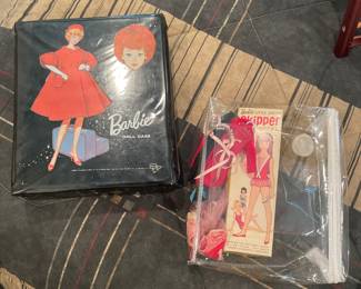 Vintage Barbie with case and clothes and Skipper
