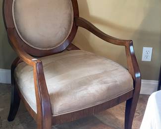 Side chair with suede cushions