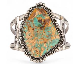 Old Pawn Sterling Silver Turquoise Cuff