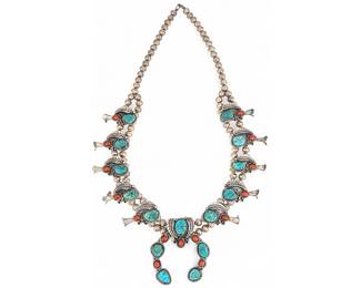 Sterling Silver Turquoise Squash Blossom