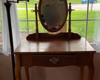 Vintage Wood Vanity Floor Lamp