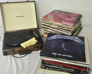 Crosley Executive Turntable In Portable Suitcase Record Mystery Lot