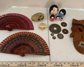 AsianStyle Collectibles Wooden Mask, Fans, Stone Carvings, More