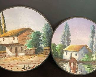 San Felipe Pomaire Chile Pottery Plates. Hand Painted Decorative Signed