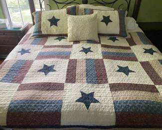 Stars Stripes Quilted King Sized Bedding Duvet Pillow Covers Only