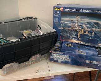 Lego Mindstorms Robotics Invention Set, Revell International Space Station Model Kit, Bin of Legos