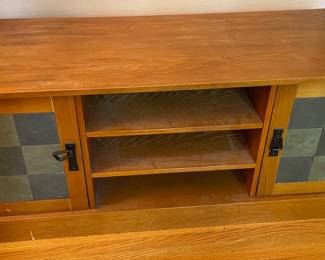 Small Wood Tile Media Tv Stand