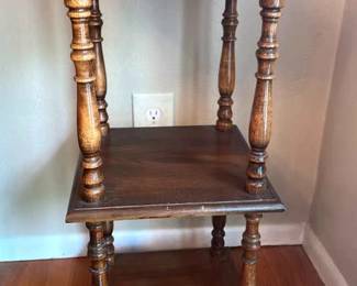 Vintage Wood Stand Side Table With Single Drawer