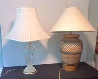 Two Decorative Lamps 1 Glass And 1 Ceramic