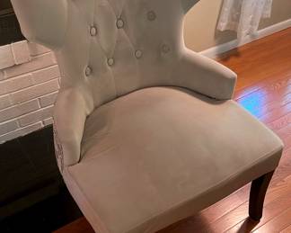 Victorian Style Grey Paisley Design Accent Chair Microfiber