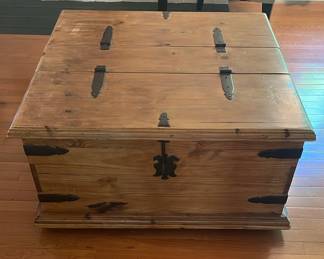 Solid Wood Storage Coffee Table With Metal Hardware