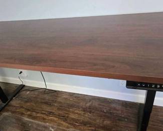 Six Ft Long Wood And Metal Electric Adjustable Table