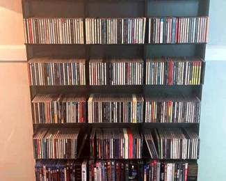CD DVD Mystery Lot With Shelving Unit
