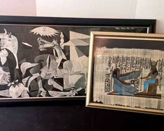 Framed Vintage Guernica By Pablo Picasso Framed Canvas And Framed Egyptian Art