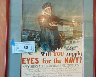 Lot 050 framed WW II poster.
