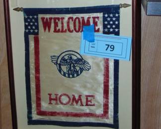 Lot 079, framed WW II memorabilia.