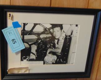 Lot 065 framed aviation photo of Lt. Col. Olivi, signed.