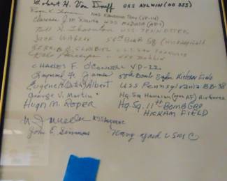 Lot 063, signatures of Pearl Harbor Survivors.