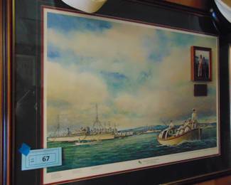 Lot 067 framed Pearl Harbor print.