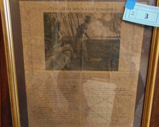 Lot 003, framed WW II memorabilia.